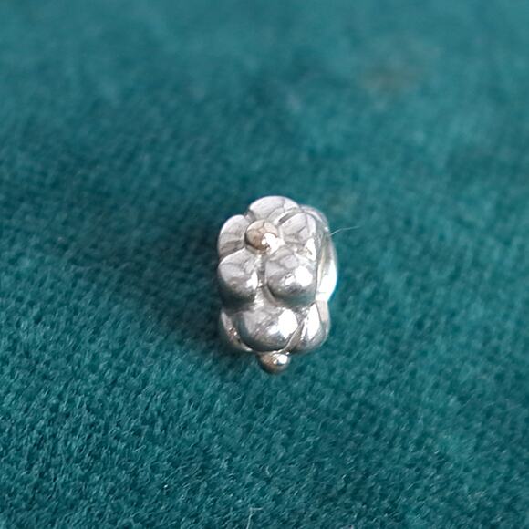 Pandora Gold Tipped Flower Charm 790125 Retired 925 Silver 14K Gold Floral Bead - Picture 2 of 6
